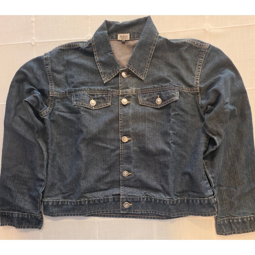 Hawk Casuals Denim Jacket Dark Wash Trucker Jean Jacket XXL Women